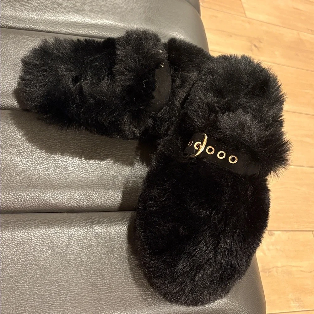 Leather Jeffrey Campbell Furry Slippers Size 9 - Picture 1 of 15
